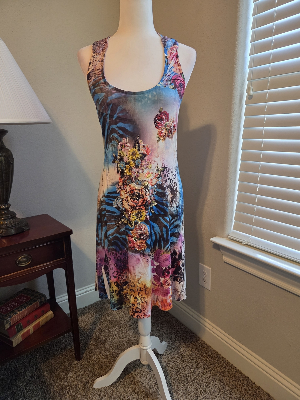Sleeveless Floral Multicolor Scoop Neck Dress